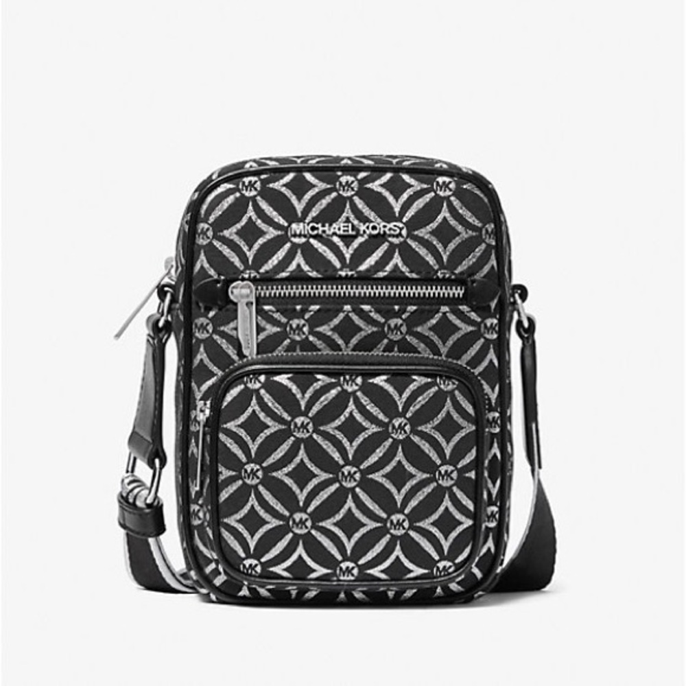 Michael Kors Medium Metallic Logo Jacquard Crossbody Bag